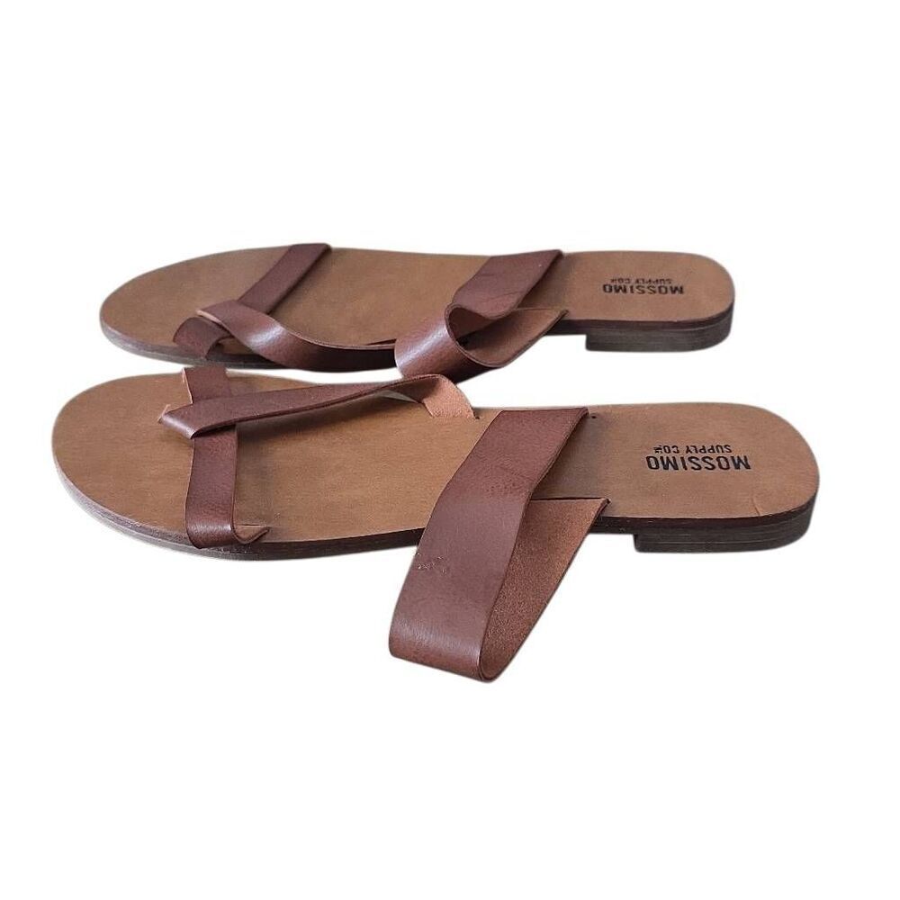 Mossimo Women's Size 6 Brown Faux Leather Strappy Slide Sandals